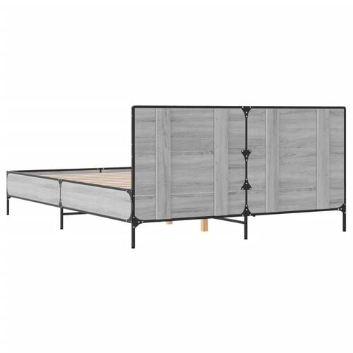 Sengestel 160x200 cm konstrueret træ og metal grå sonoma-eg