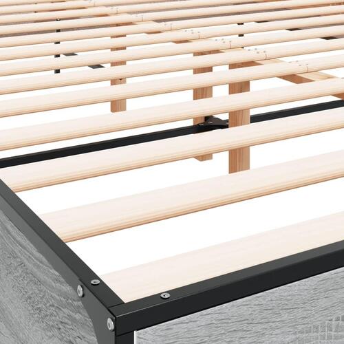 Sengestel 160x200 cm konstrueret træ og metal grå sonoma-eg
