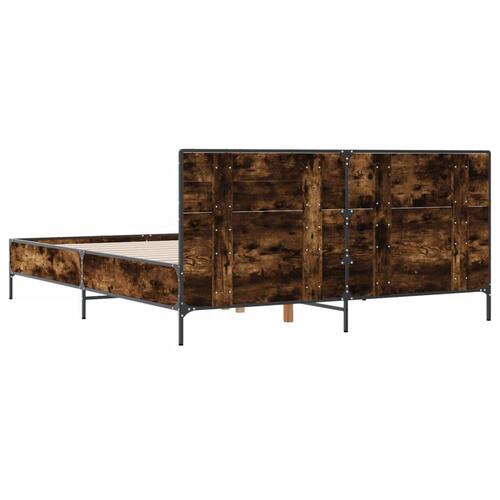 Sengestel 140x200cm konstrueret træ og metal røget egetræsfarve