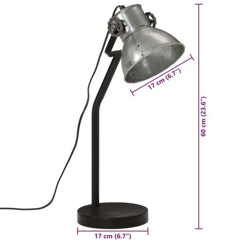Skrivebordslampe 17x17x60 cm 25 W E27 vintagesølv