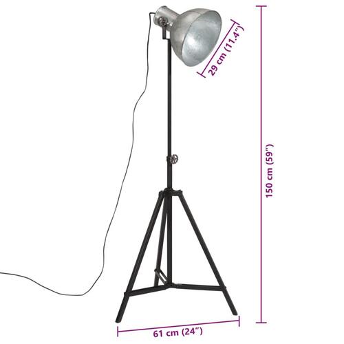 Gulvlampe 61x61x90/150 cm 25 W E27 vintagestil sølvfarvet