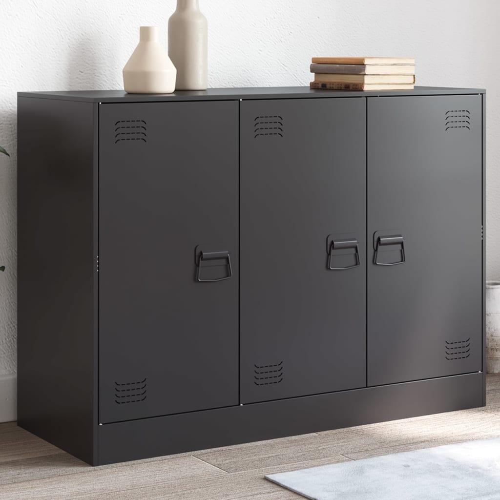 Skænk i stål - 99 × 39 × 73 cm, sort, 3 låger billede