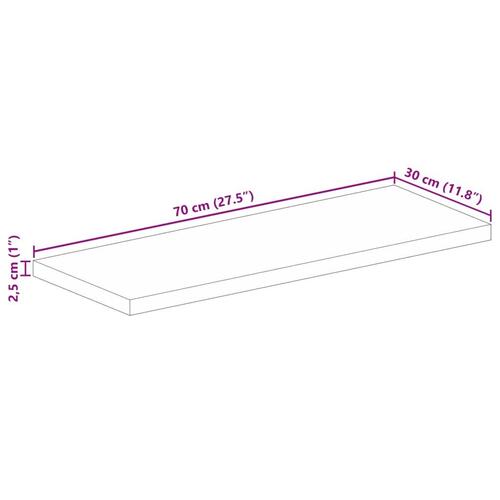 Bordplade 70x30x2,5 cm rektangulær massivt akacietræ
