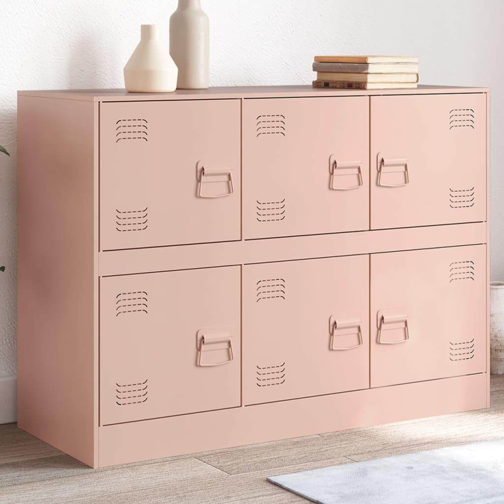 Skænk i stål 99×39×73 cm - lyserød, 6 låger billede