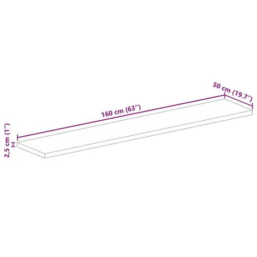 Bordplade 160x50x2,5 cm rektangulær massivt akacietræ
