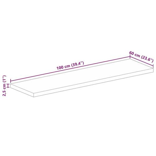 Bordplade 100x60x2,5 cm rektangulær massivt akacietræ