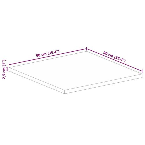 Bordplade 90x90x2,5 cm firkantet massivt akacietræ