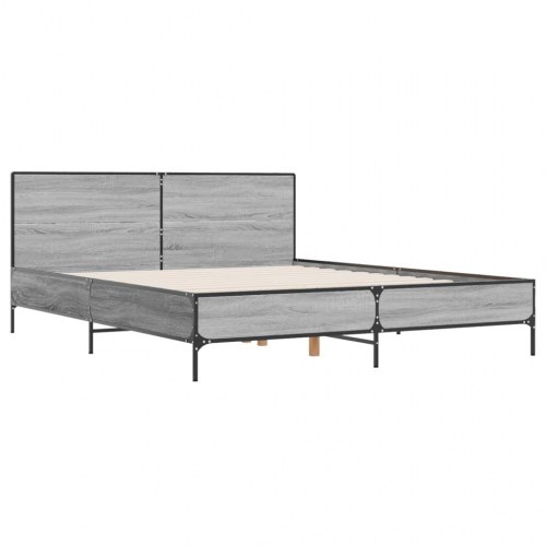 Sengeramme 140 x 190 cm med hovedgærde - grå sonoma-eg