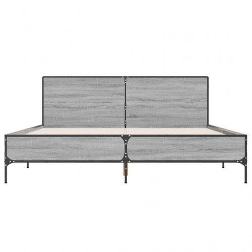 Sengeramme 140 x 190 cm med hovedgærde - grå sonoma-eg