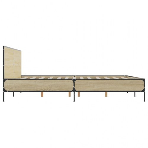 Sengeramme 120 x 190 cm i konstrueret træ og metal - sonoma-eg