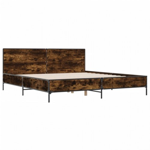 Sengestel 180x200cm konstrueret træ og metal røget egetræsfarve