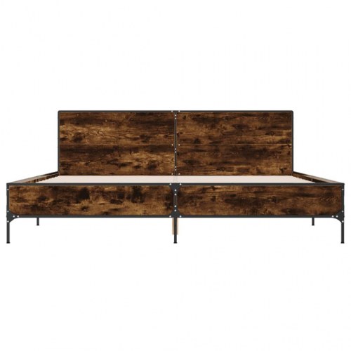 Sengestel 180x200cm konstrueret træ og metal røget egetræsfarve
