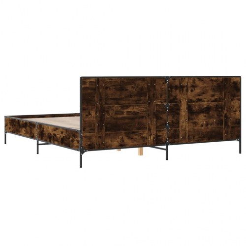 Sengestel 180x200cm konstrueret træ og metal røget egetræsfarve