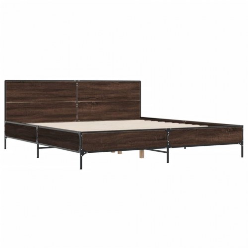 Sengestel 180x200 cm konstrueret træ og metal brun egetræ