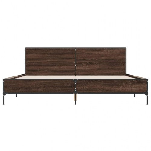 Sengestel 180x200 cm konstrueret træ og metal brun egetræ