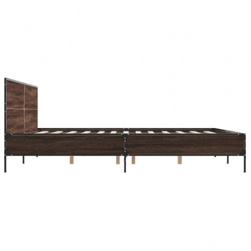 Sengestel 180x200 cm konstrueret træ og metal brun egetræ