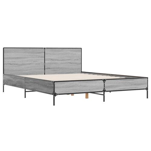 Sengestel 140x200 cm konstrueret træ og metal grå sonoma-eg