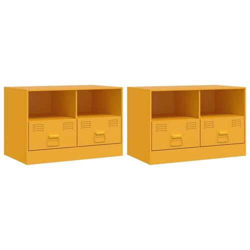 Tv-borde 2 stk. 67x39x44 cm stål sennepsgul