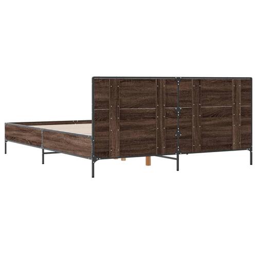 Sengestel 120x200 cm konstrueret træ og metal brun egetræ
