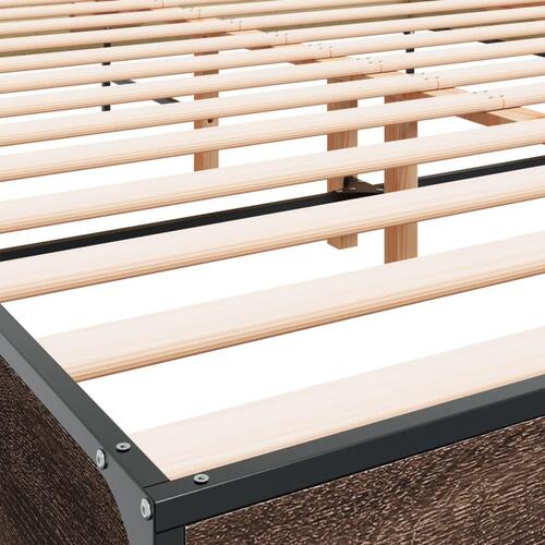 Sengestel 120x200 cm konstrueret træ og metal brun egetræ