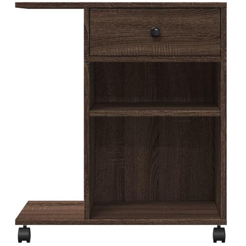 Printerstativ med hjul 60x40x68,5 cm brun egetræsfarve