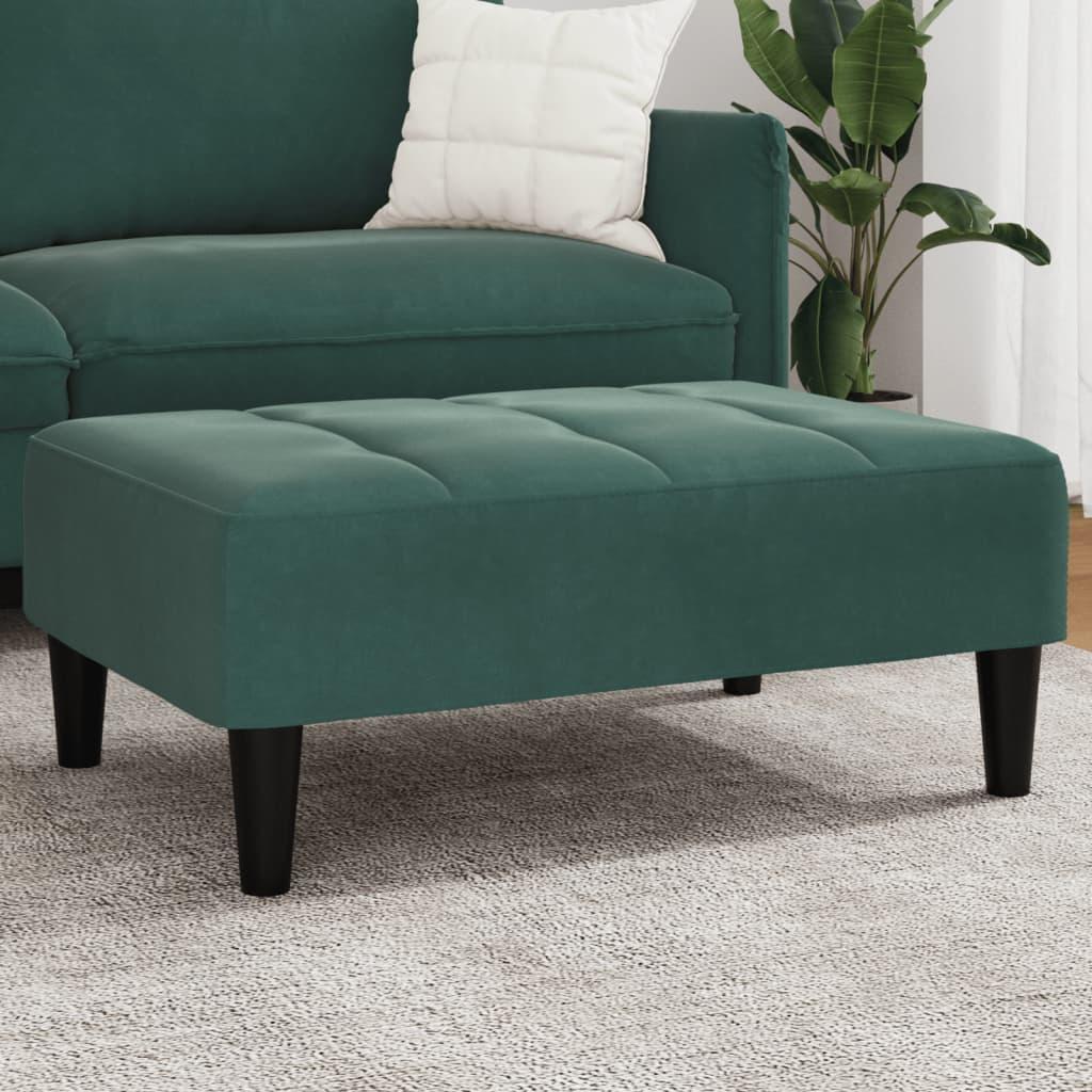 Fodskammel 77x55x31 cm velour mørkegrøn