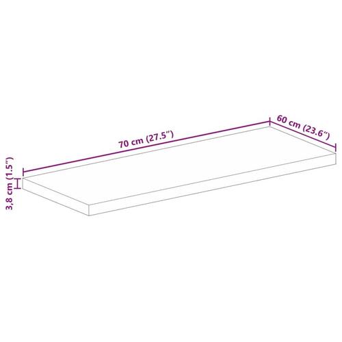 Bordplade 70x60x3,8 cm rektangulær massivt akacietræ