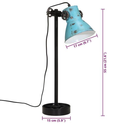 Skrivebordslampe 25 W 15x15x55 cm E27 rustik blå
