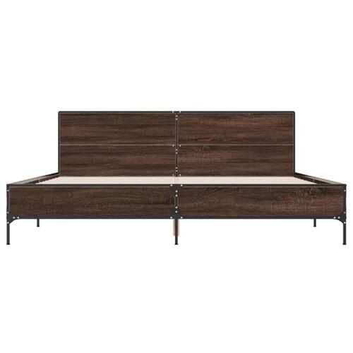 Sengeramme 200x200 cm konstrueret træ og metal brun egetræ