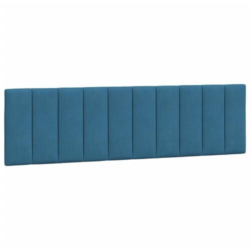 Sengeramme med LED-lys 180x200 cm velour blå