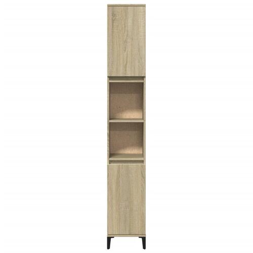 Badeværelsesskab 30x30x190 cm konstrueret træ sonoma-eg