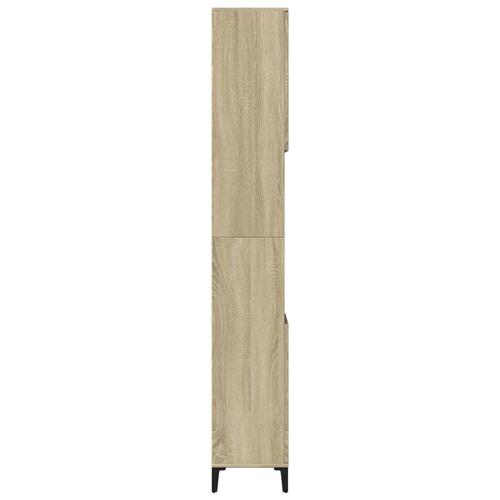 Badeværelsesskab 30x30x190 cm konstrueret træ sonoma-eg