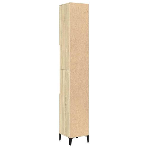 Badeværelsesskab 30x30x190 cm konstrueret træ sonoma-eg