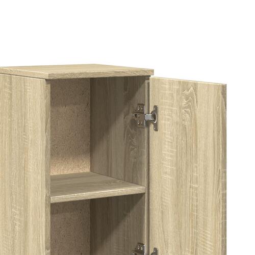 Badeværelsesskab 30x30x190 cm konstrueret træ sonoma-eg