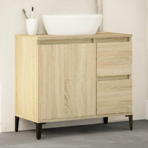 Badeværelsesskab 65x33x60 cm konstrueret træ sonoma-eg