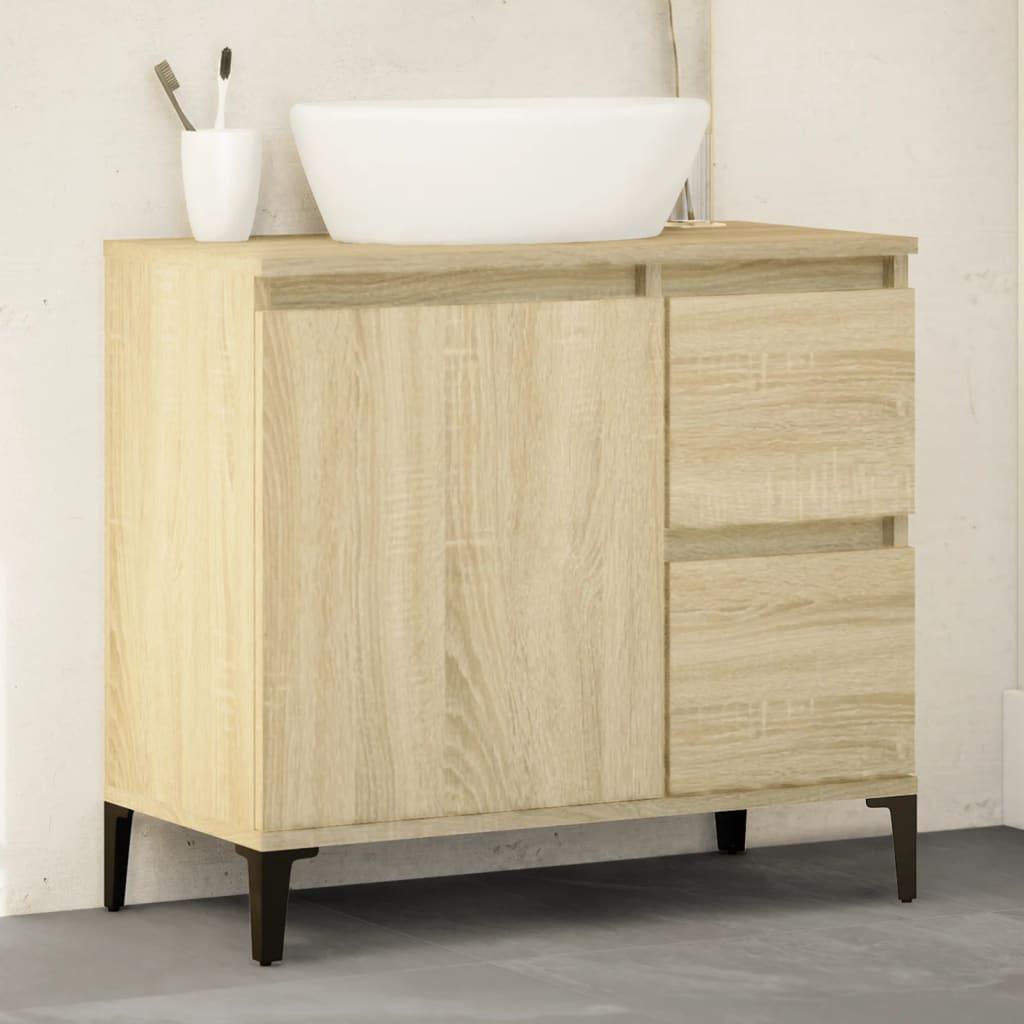 Badeværelsesskab 65x33x60 cm konstrueret træ sonoma-eg