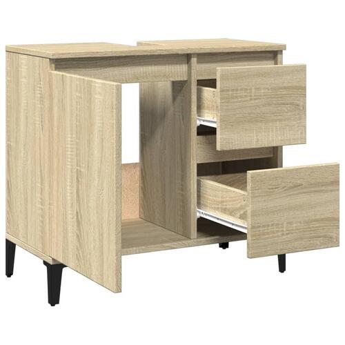 Badeværelsesskab 65x33x60 cm konstrueret træ sonoma-eg