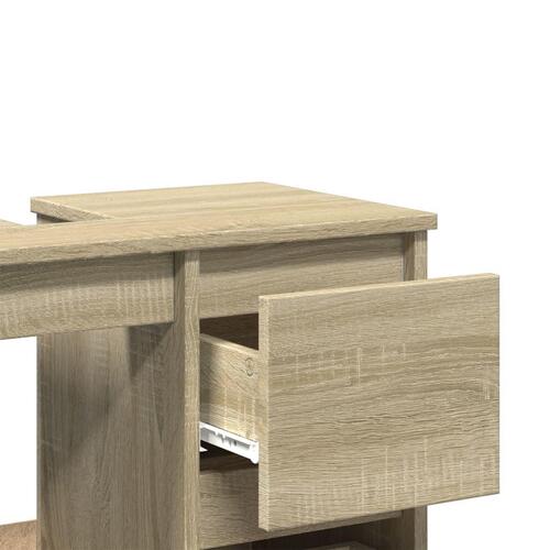 Badeværelsesskab 65x33x60 cm konstrueret træ sonoma-eg