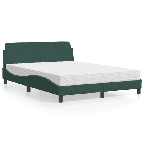 Seng med madras 140x190 cm velour mørkegrøn