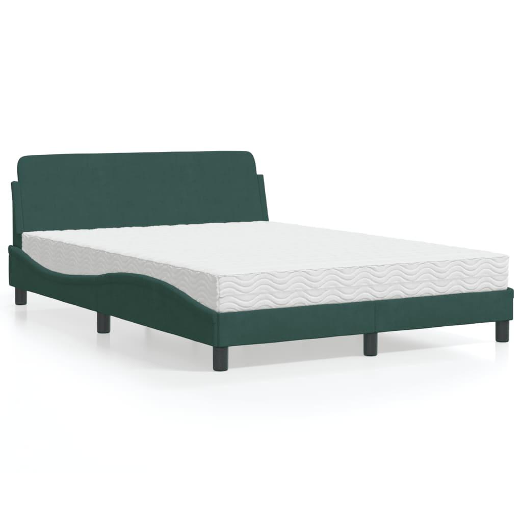 Seng med madras 140x190 cm velour mørkegrøn