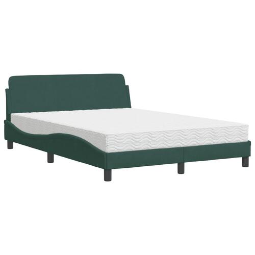 Seng med madras 140x190 cm velour mørkegrøn