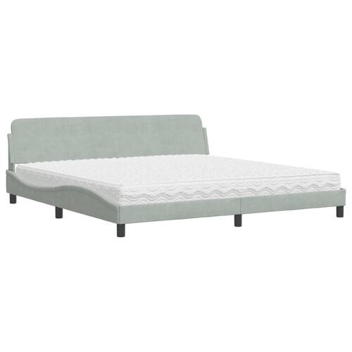 Seng med madras 200x200 cm velour lysegrå