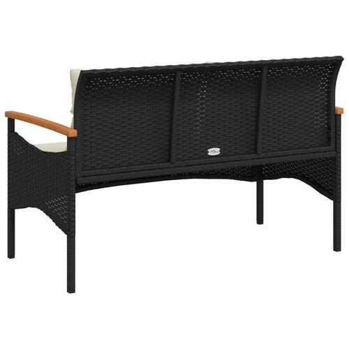 Havebænk med hynder 116x62,5x74 cm polyrattan sort