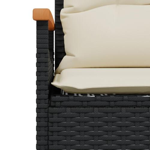 Havebænk med hynder 116x62,5x74 cm polyrattan sort
