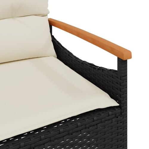Havebænk med hynder 116x62,5x74 cm polyrattan sort