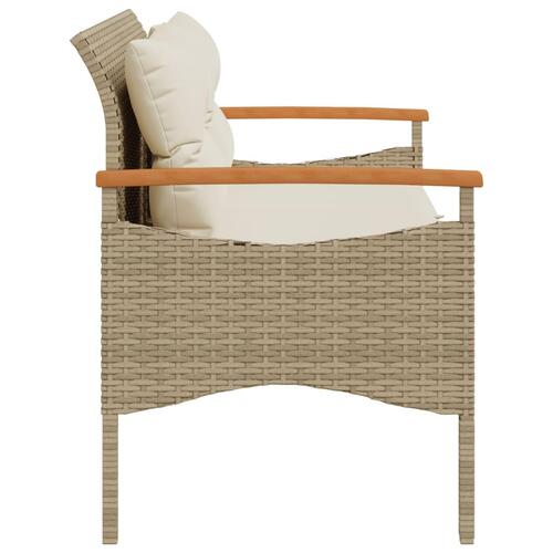 Havebænk med hynder 116x62,5x74 cm polyrattan beige