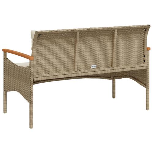 Havebænk med hynder 116x62,5x74 cm polyrattan beige