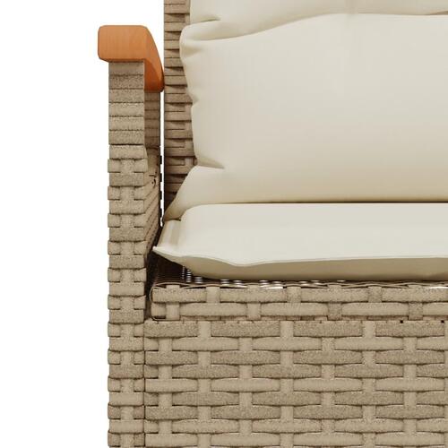 Havebænk med hynder 116x62,5x74 cm polyrattan beige