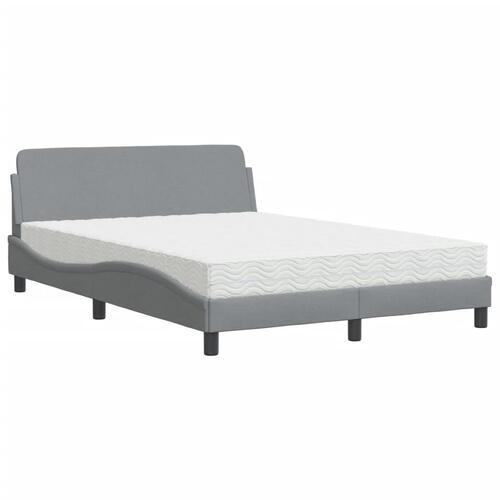 Seng med madras 140x190 cm stof lysegrå