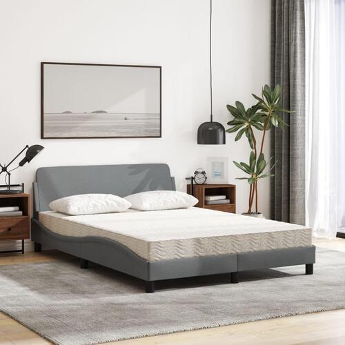Seng med madras 140x190 cm stof lysegrå